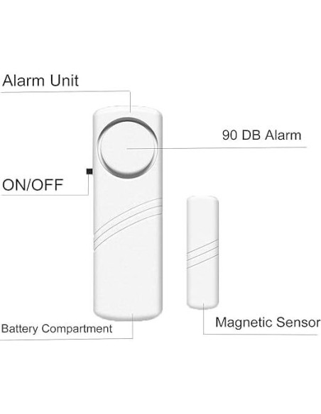 Alarma de Puerta y Ventana Alovexiong 90 dB 2 Pcs Seguridad Alarma de Puerta y Ventana Alovexiong 90 dB 2 Pcs Seguridad