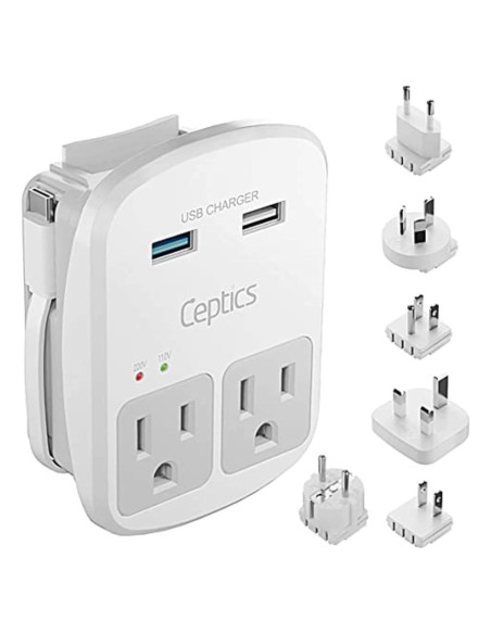 Adaptador de Viaje Universal Ceptics WPS-2B+ con 2 USB-A y USB-C Adaptador de Viaje Universal Ceptics WPS-2B+ con 2 USB-A y USB-C