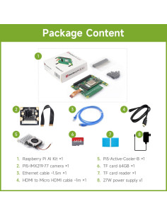 Kit AI Waveshare para Raspberry Pi 5 - Cámara, 64GB, Enfriador 2