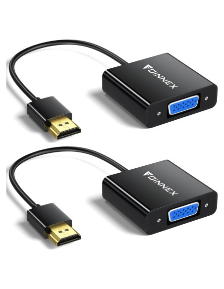 Adaptador HDMI a VGA FOINNEX - Paquete de 2, 1080p Full HD Adaptador HDMI a VGA FOINNEX - Paquete de 2, 1080p Full HD