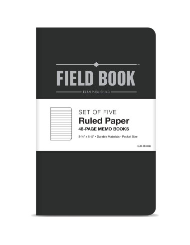 Cuaderno de Campo Elan Publishing - Negro - Paquete de 5 - Rayado