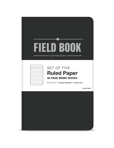 Cuaderno de Campo Elan Publishing - Negro - Paquete de 5 - Rayado Cuaderno de Campo Elan Publishing - Negro - Paquete de 5 - Rayado