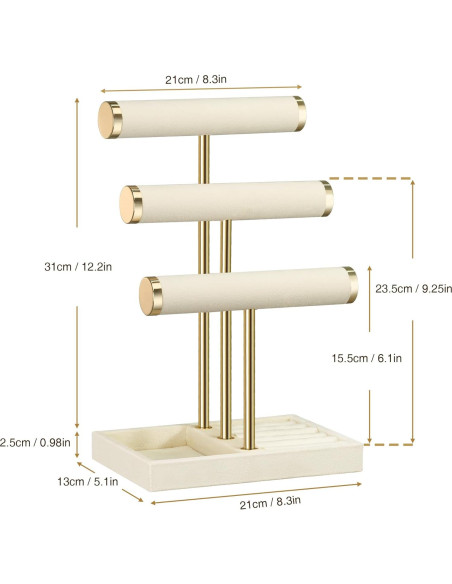 Soporte para Pulseras Beige Bussdis - Organizador de Joyería 3 Niveles Soporte para Pulseras Beige Bussdis - Organizador de Joyería 3 Niveles