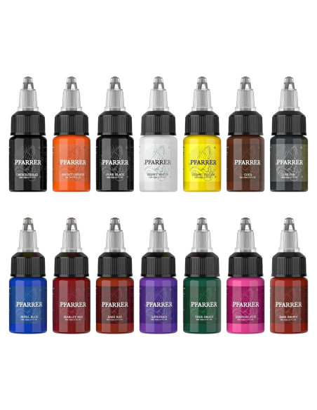 Set de Tinta para Tatuajes PFARRER 10 Colores 15ml Vegano Set de Tinta para Tatuajes PFARRER 10 Colores 15ml Vegano