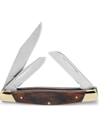Cuchillo de bolsillo plegable Buck Knives 373 Trio 3 hojas madera