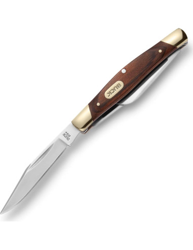 Cuchillo de bolsillo plegable Buck Knives 373 Trio 3 hojas madera