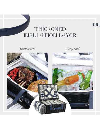 Cesta de Picnic YPshuye para 4 Personas con Manta Impermeable