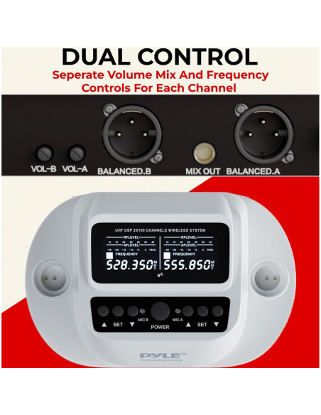 Micrófono Inalámbrico Pyle PDWM3100 - 2 Canales UHF, Karaoke Micrófono Inalámbrico Pyle PDWM3100 - 2 Canales UHF, Karaoke