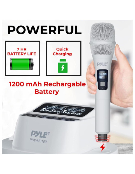 Micrófono Inalámbrico Pyle PDWM3100 - 2 Canales UHF, Karaoke Micrófono Inalámbrico Pyle PDWM3100 - 2 Canales UHF, Karaoke