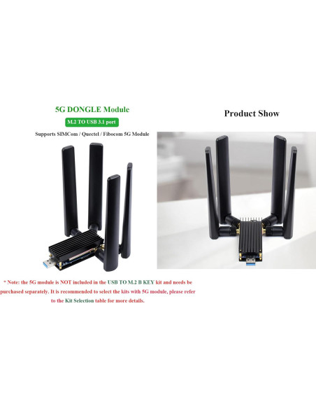 Módulo Dongle 5G UeeKKoo M.2 Tipo B con Disipador de Aluminio Módulo Dongle 5G UeeKKoo M.2 Tipo B con Disipador de Aluminio