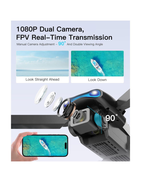 Dron Plegable Irosiy para Principiantes con Doble Cámara 1080P Dron Plegable Irosiy para Principiantes con Doble Cámara 1080P