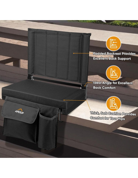 Asiento de Estadio APEXUP Plegable con Respaldo y Portavasos Asiento de Estadio APEXUP Plegable con Respaldo y Portavasos