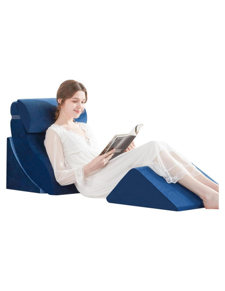 Juego de 4 Almohadas en Cuña Ortopédicas A2ZCOMFY Azul Juego de 4 Almohadas en Cuña Ortopédicas A2ZCOMFY Azul
