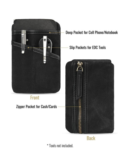 Estuche EDC Sayram SP9 de Lona Impermeable Negro con Cremallera Estuche EDC Sayram SP9 de Lona Impermeable Negro con Cremallera