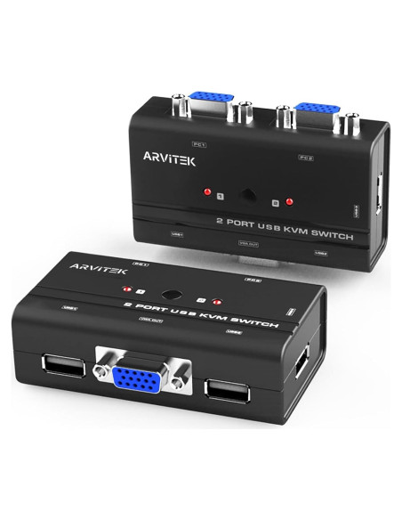 Interruptor KVM VGA 2 Puertos Arvitek AT-260KL USB Interruptor KVM VGA 2 Puertos Arvitek AT-260KL USB