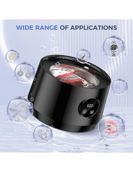 Limpiador ultrasónico portátil Smarbird 48kHz con UV - Negro