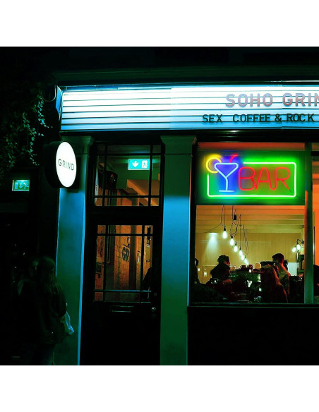 Cartel de Neón LED JIURUI para Bar Multicolor 22x42 cm Cartel de Neón LED JIURUI para Bar Multicolor 22x42 cm