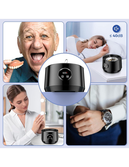 Limpiador ultrasónico portátil Smarbird 48kHz con UV - Negro