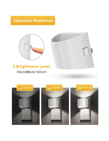 L LOHAS LED Luces Nocturnas Regulables 2 Paquete 100 Lúmenes