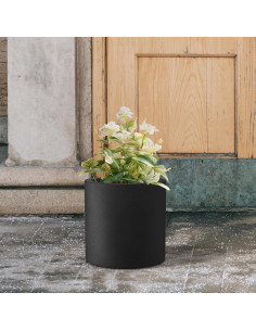 Maceta Redonda Kante 9.8" Concreto Negro con Drenaje 2