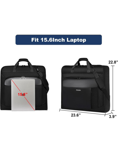 Bolsa de traje de mano PUSLOM negra para 3 trajes y laptop 15.6"