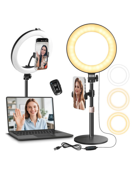 Luz de Anillo LED MACTREM 10" con Soporte y Clip para Teléfono Luz de Anillo LED MACTREM 10" con Soporte y Clip para Teléfono