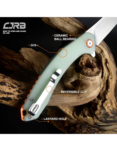 Cuchillo Plegable CJRB Gobi J1906 Verde Natural EDC 22.86 cm Cuchillo Plegable CJRB Gobi J1906 Verde Natural EDC 22.86 cm