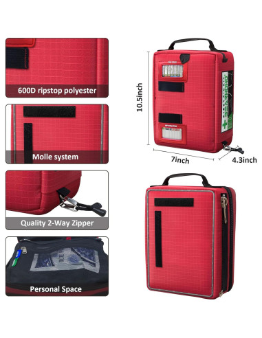 Kit de Primeros Auxilios AID MATE 255PCS Portátil Rojo