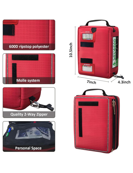 Kit de Primeros Auxilios AID MATE 255PCS Portátil Rojo Kit de Primeros Auxilios AID MATE 255PCS Portátil Rojo