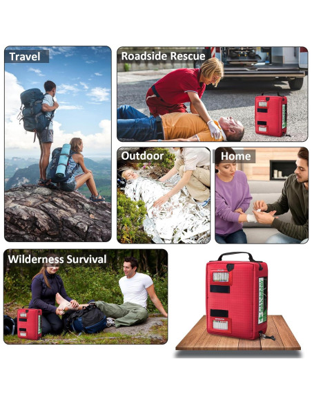 Kit de Primeros Auxilios AID MATE 255PCS Portátil Rojo Kit de Primeros Auxilios AID MATE 255PCS Portátil Rojo