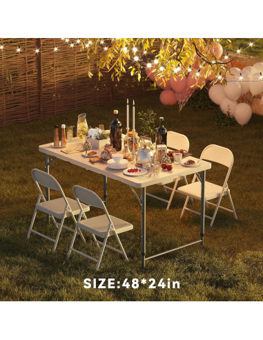Mesa Plegable Nazhura 4 Pies Blanca, Resistente y Portátil