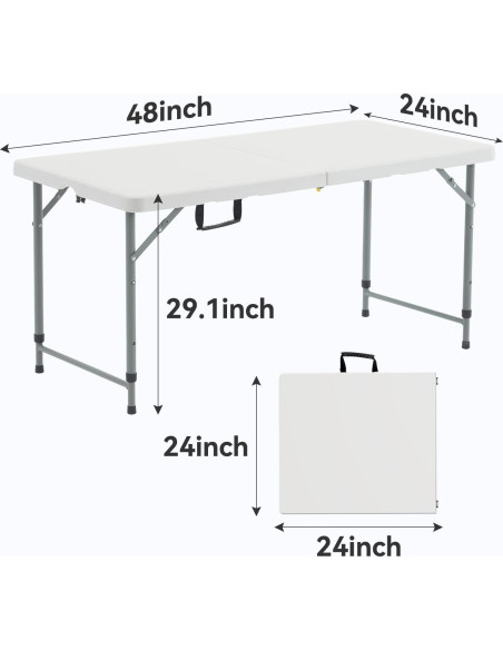 Mesa Plegable Nazhura 4 Pies Blanca, Resistente y Portátil Mesa Plegable Nazhura 4 Pies Blanca, Resistente y Portátil
