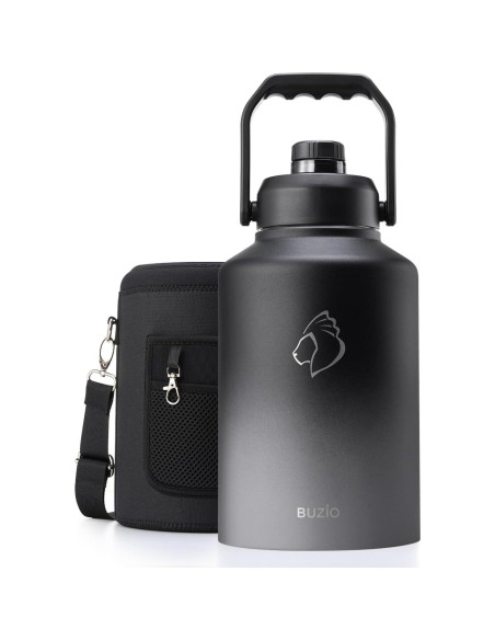 Botella de Agua Aislada BUZIO 128oz Acero Inoxidable Negro Botella de Agua Aislada BUZIO 128oz Acero Inoxidable Negro