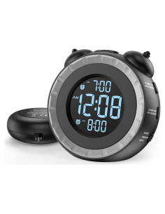 Reloj Despertador Doble USCce con Vibrador y USB Negro