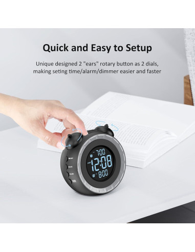 Reloj Despertador Doble USCce con Vibrador y USB Negro