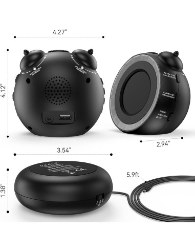 Reloj Despertador Doble USCce con Vibrador y USB Negro