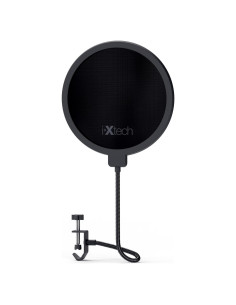 Filtro Pop IXTECH Doble Capa para Micrófono Negro Plata