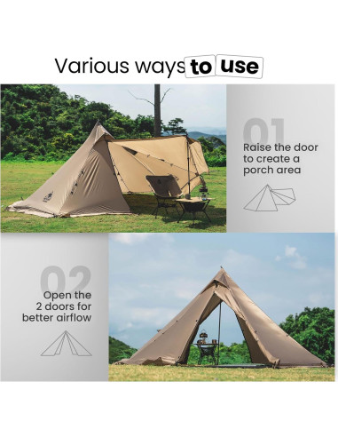 Tienda Caliente OneTigris Smokey Hut 4 Estaciones Beige 2 Personas