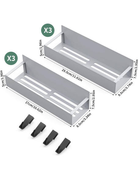 Estante de Especias Magnético Hleelomi 4 Piezas Gris Estante de Especias Magnético Hleelomi 4 Piezas Gris
