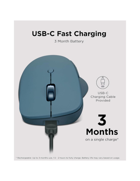 Mouse Bluetooth Lenovo Yoga Pro Teal Tidal, Recargable USB-C Mouse Bluetooth Lenovo Yoga Pro Teal Tidal, Recargable USB-C
