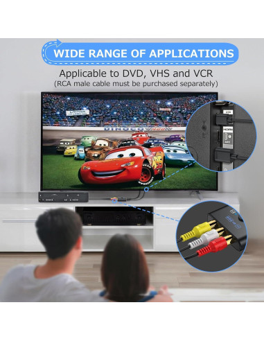 Convertidor RCA a HDMI CAMWAY 1080P con Cable 50cm