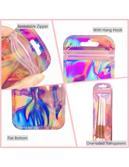 100 Bolsas Holográficas Reutilizables BOBECI 6x18.5cm 100 Bolsas Holográficas Reutilizables BOBECI 6x18.5cm