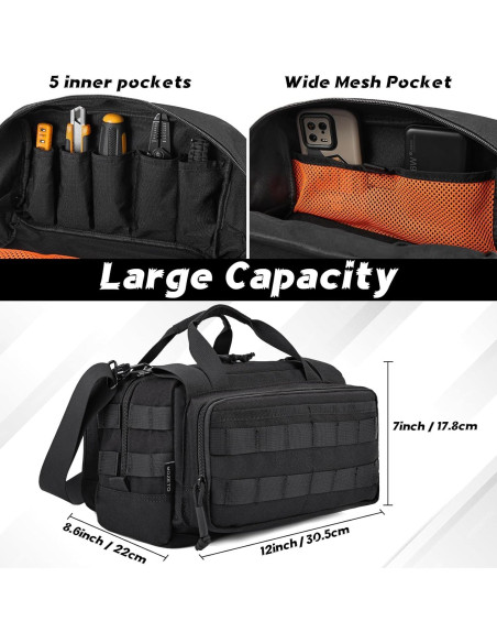 Bolsa de Herramientas MOZETO 30 cm Nylon Impermeable Negra Bolsa de Herramientas MOZETO 30 cm Nylon Impermeable Negra