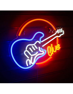 Cartel de Neón Guitarra Colorida LUCUNSTAR 32x40 cm LED 2