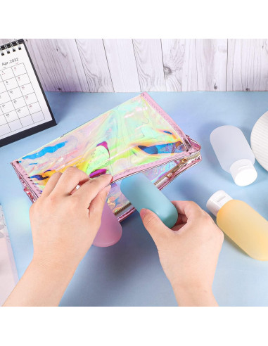 Bolsas de Maquillaje Holográficas BESARTE - 10 Pcs Impermeables