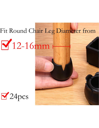 Antrader 24 Almohadillas de Silicona Negras para Muebles 1.2-1.6cm