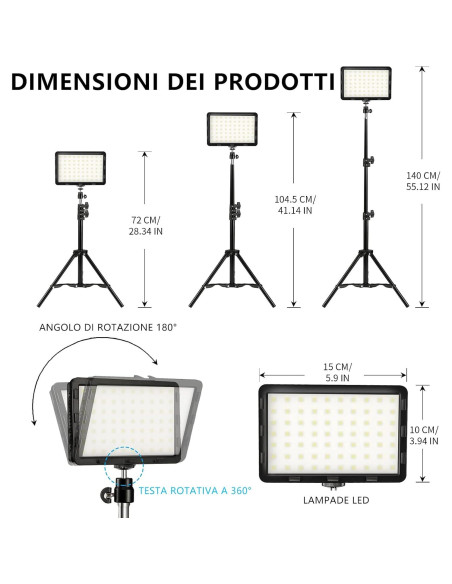 Kit de Iluminación LED ALTSON para Video y Fotografía - 2 Paneles Kit de Iluminación LED ALTSON para Video y Fotografía - 2 Paneles