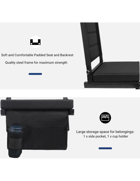 Asiento de Estadio Maeytau MY-StaSeat-BLK Plegable Negro Asiento de Estadio Maeytau MY-StaSeat-BLK Plegable Negro