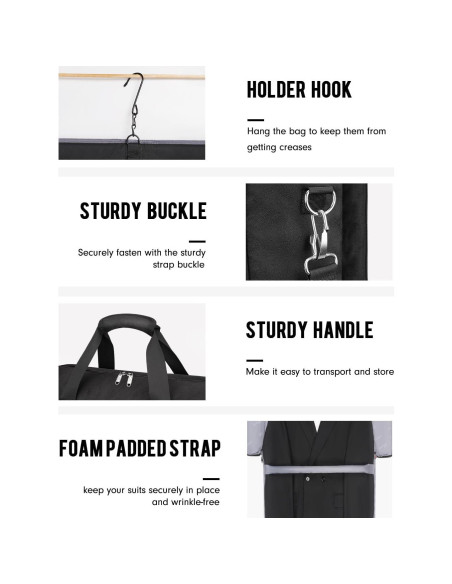 Bolsa de Traje MATEIN Doble Capa para 6 Trajes Negra Bolsa de Traje MATEIN Doble Capa para 6 Trajes Negra