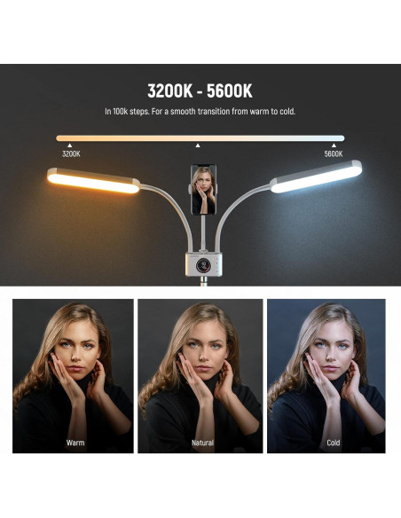 Luz LED NEEWER BH40B Bi-Color Regulable con Soporte Teléfono Luz LED NEEWER BH40B Bi-Color Regulable con Soporte Teléfono